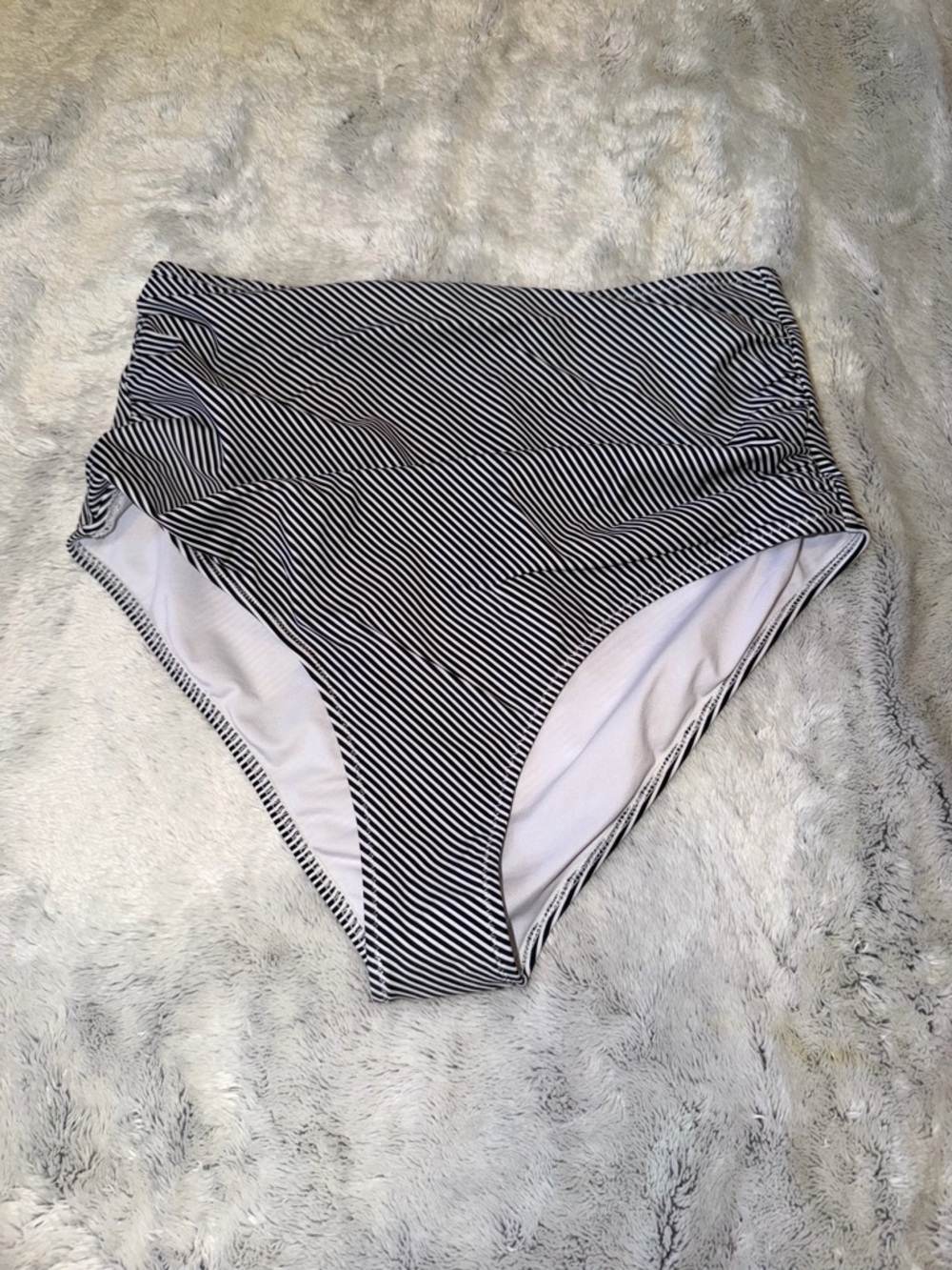 Amazon High Waist Black and White Striped Bikini Bottoms